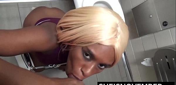  Risky Oral Sex And huge Natural Breasts In Fast Food Restaurant Rest Restroom By Young Ebony College Student Msnovember Suck White Man Dick Sheisnovember HD